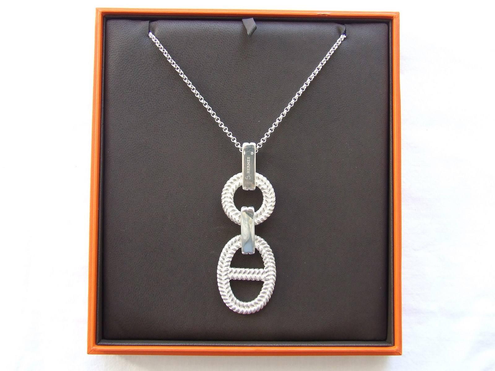 SO RARE Hermes Odyssee Necklace Chaine Ancre Pendant Sterling Silver In Box 1