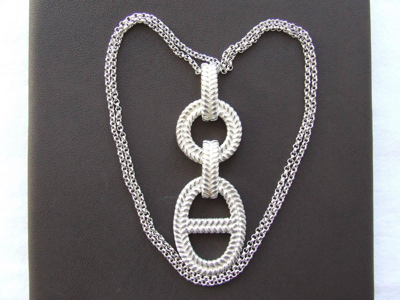 SO RARE Hermes Odyssee Necklace Chaine Ancre Pendant Sterling Silver In Box 3