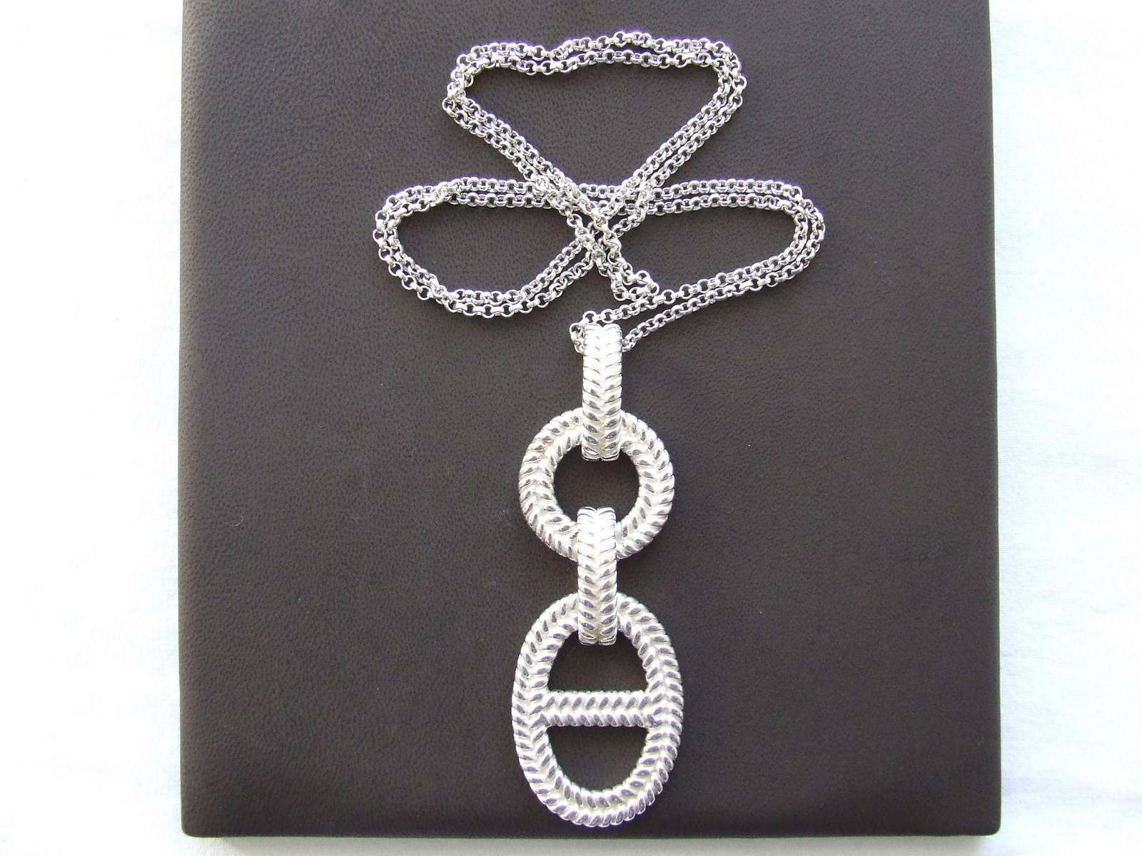 SO RARE Hermes Odyssee Necklace Chaine Ancre Pendant Sterling Silver In Box 4