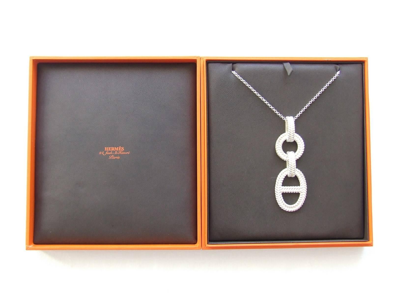 SO RARE Hermes Odyssee Necklace Chaine Ancre Pendant Sterling Silver In Box 6