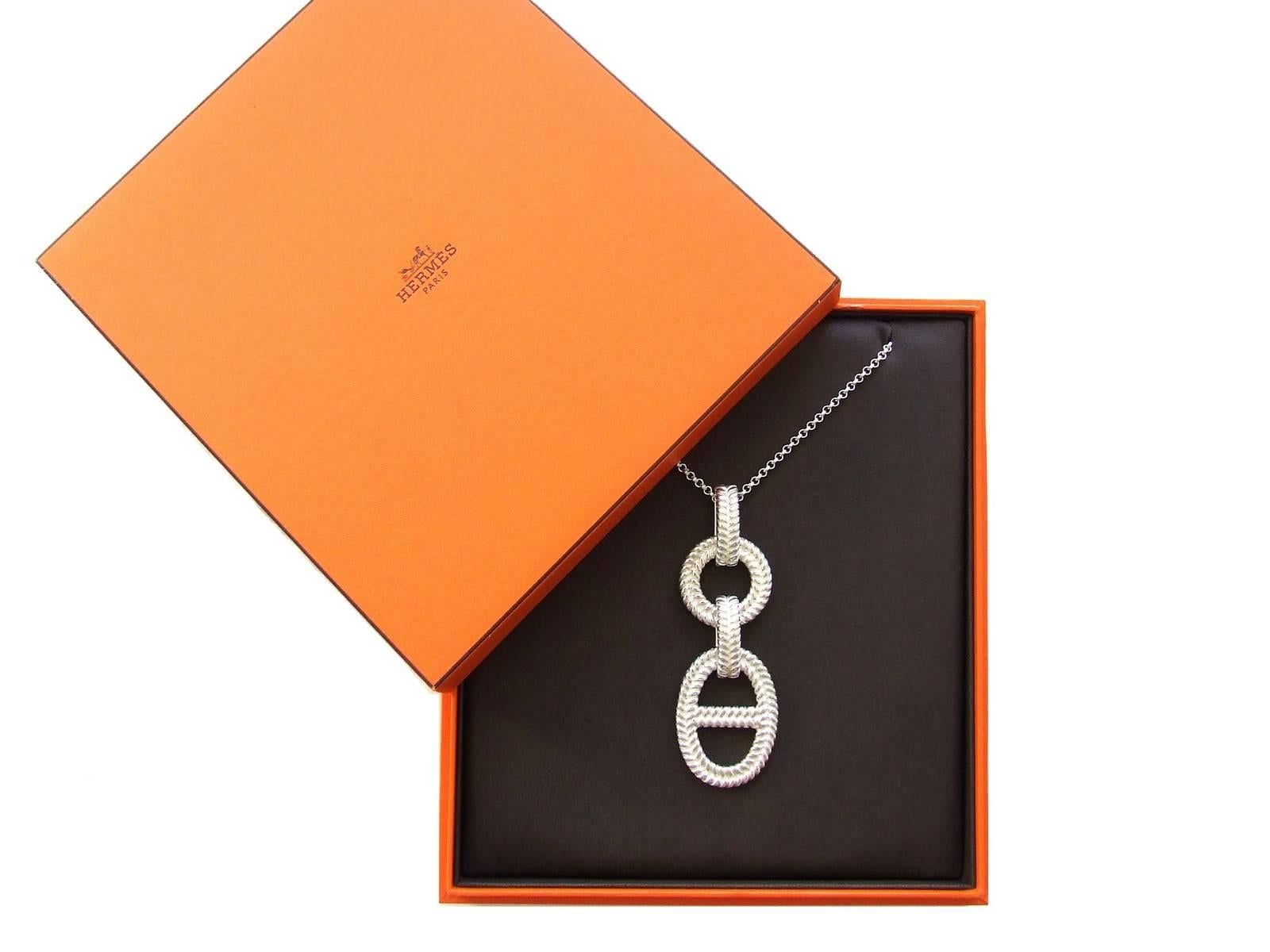 SO RARE Hermes Odyssee Necklace Chaine Ancre Pendant Sterling Silver In Box 7