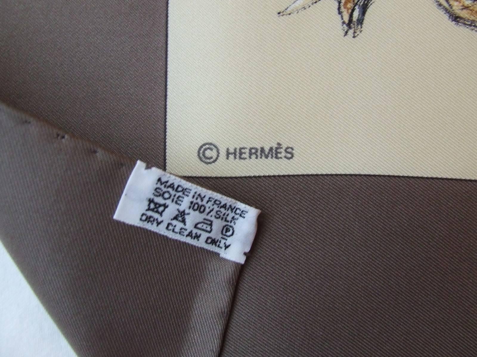 Hermes Silk Scarf Les Biches Xavier de Poret Hind Deer Etoupe 90 cm 3