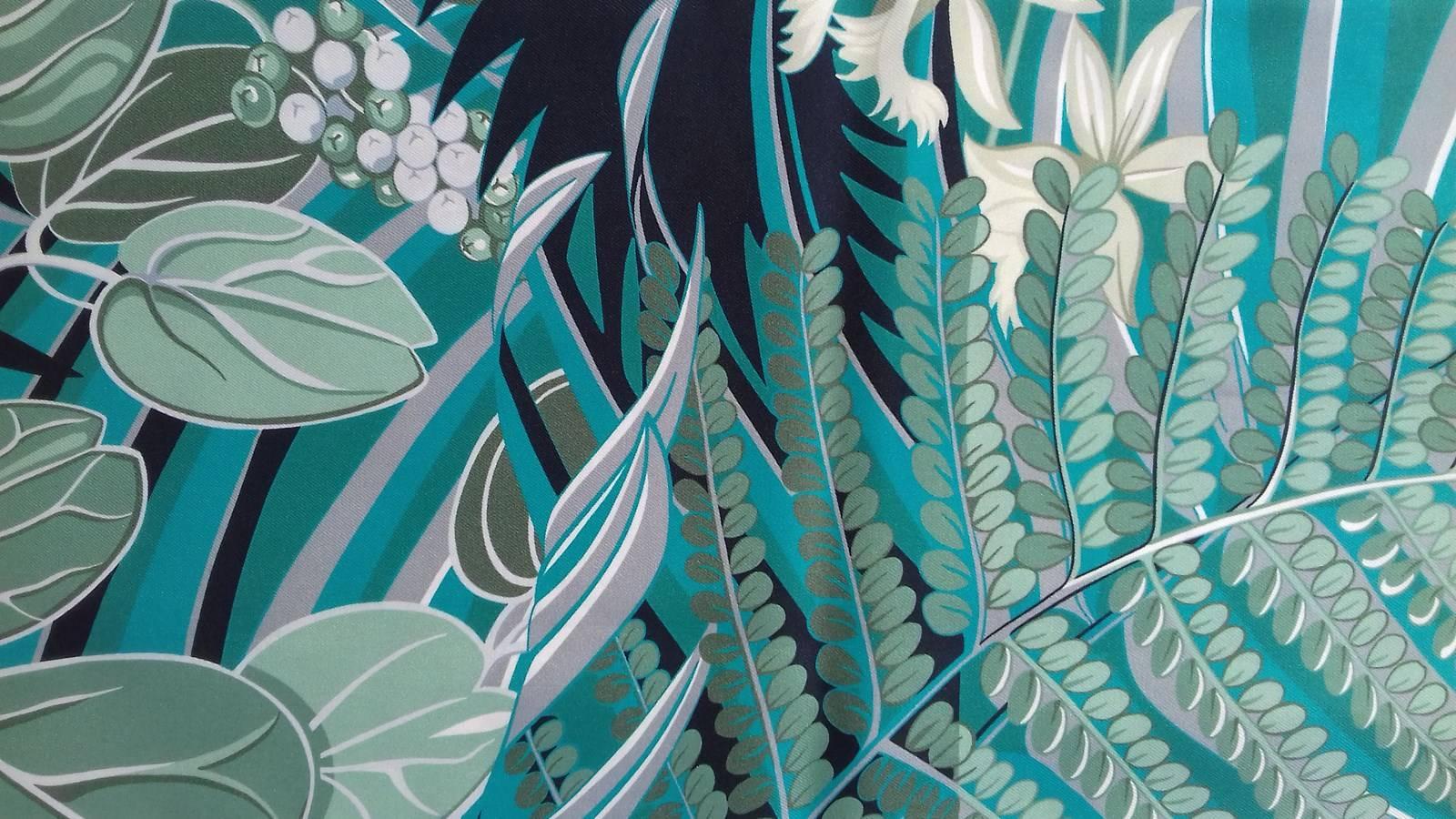 Hermes Silk Scarf Maxi Twilly Flamingo Party Gree Blue 220 cm In Box 2
