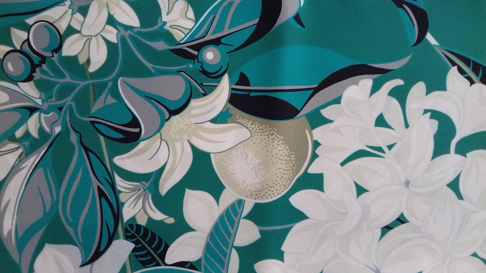 Hermes Silk Scarf Maxi Twilly Flamingo Party Gree Blue 220 cm In Box 4