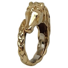 Hermès Pferd geformt Gelbgold Ring Größe 8