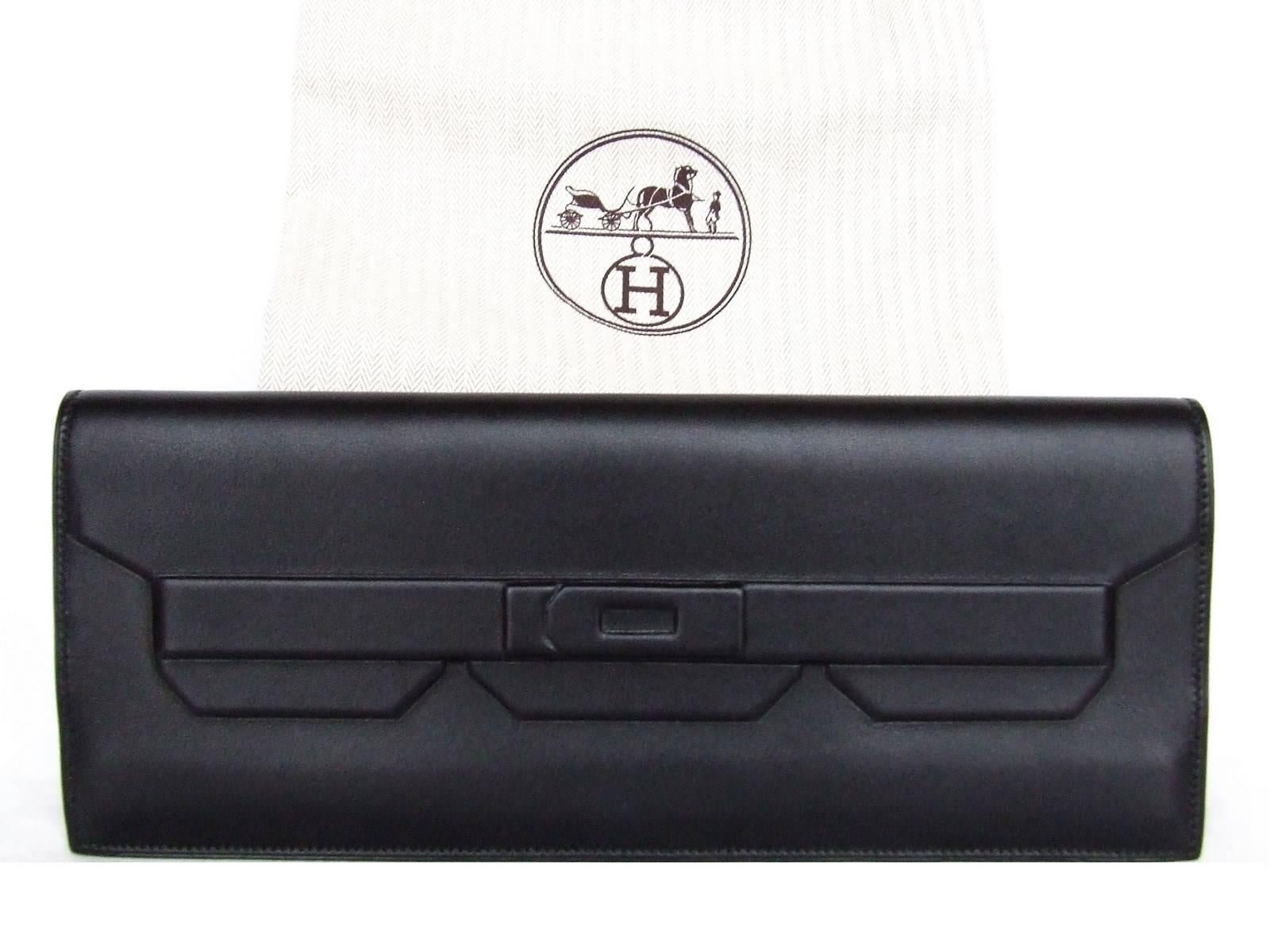 Rare Hermes Kelly Shadow Evercalf Long Pochette Clutch Handbag Wallet 3