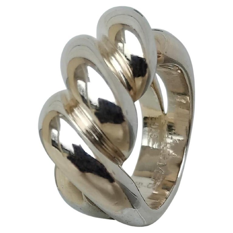 Hermès Twist Torsade Silver Ring For Sale at 1stDibs