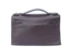 Hermes Kelly Pochette Clutch Handbag Havane Evergrain Leather GHW 22 cm
