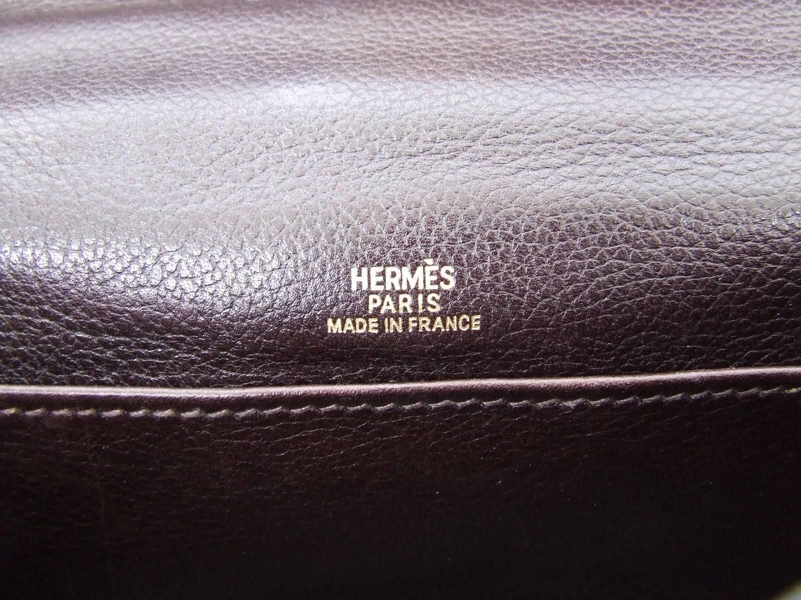 Gray Hermes Kelly Pochette Clutch Handbag Havane Evergrain Leather GHW 22 cm