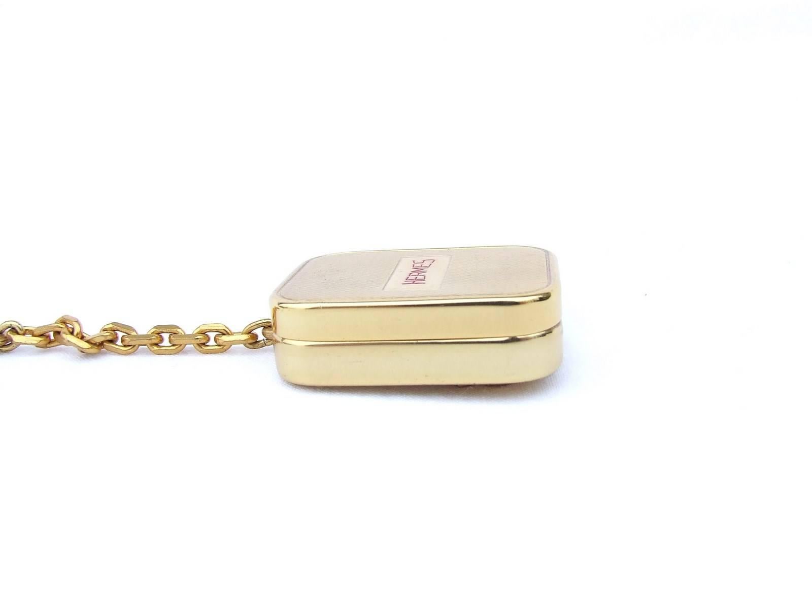 Brown RARE Hermes Keychain music box Golden Metal