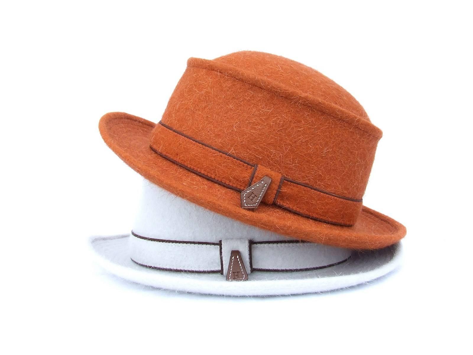 Motsch Paris for Hermes Felt Hat Orange Size 57 6