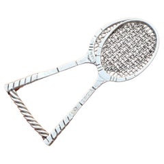 Hermès Tennis Racquets IPTA  Silver Tie Clip