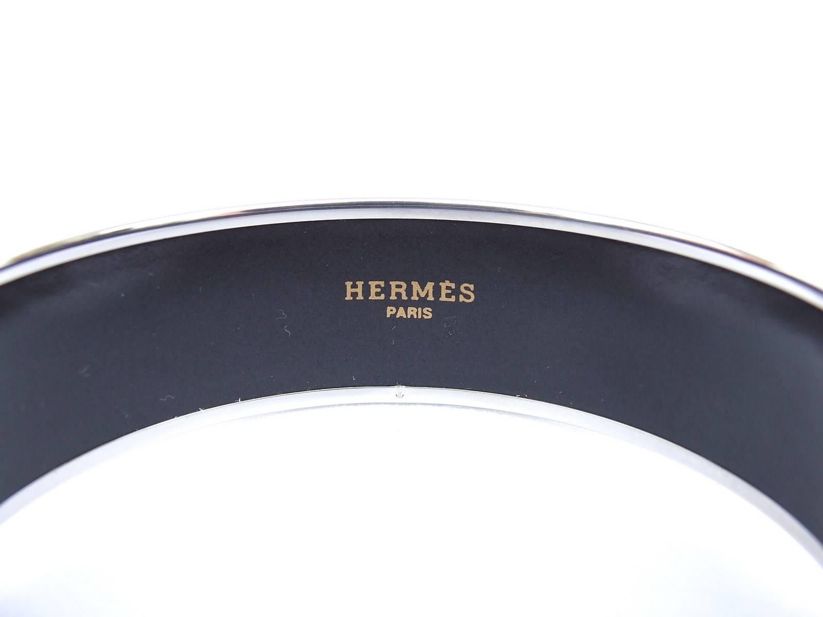 Hermes Enamel Printed Bracelet Thalassa Boats See PHW Size 65 Box 3