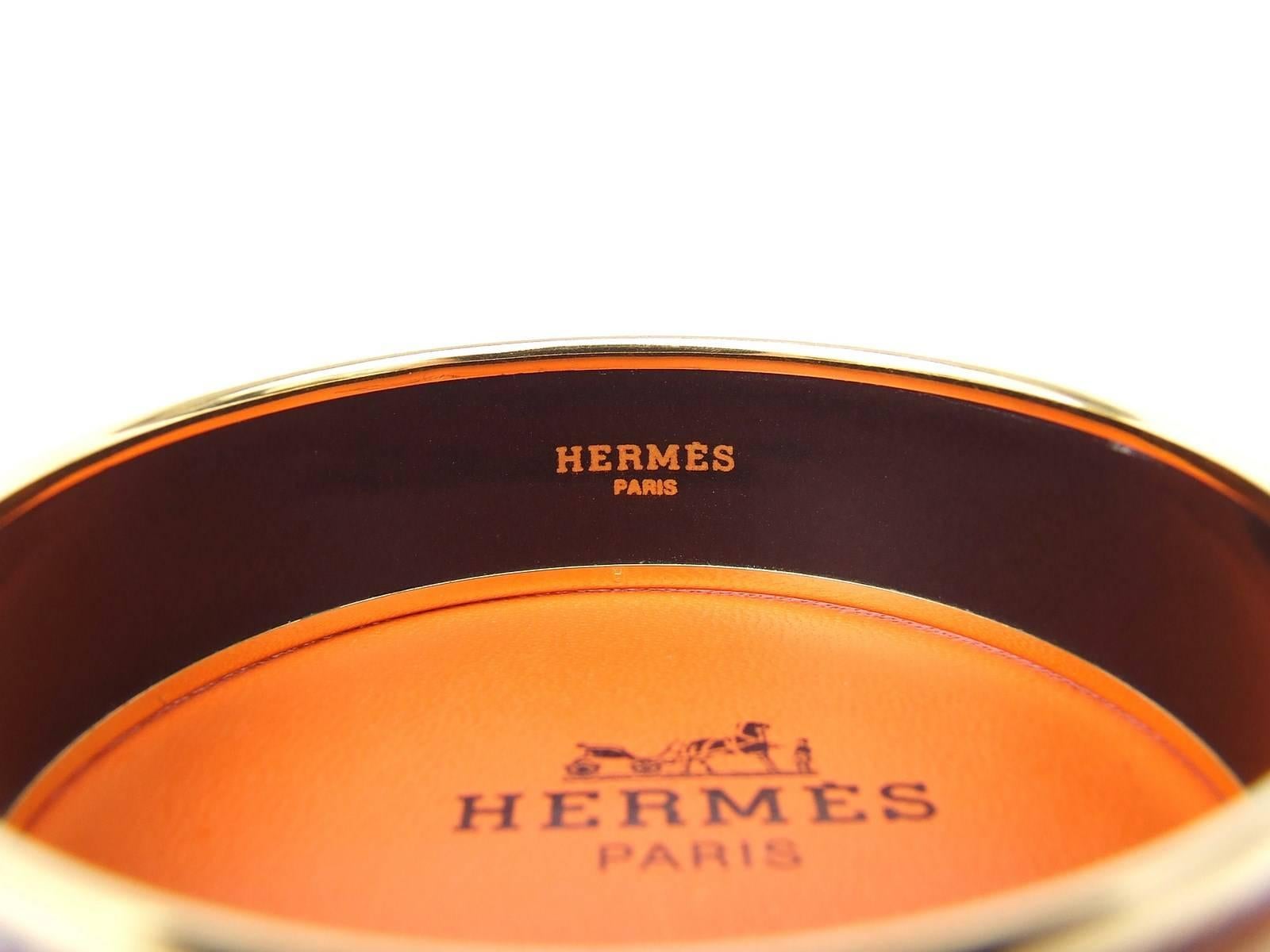 Hermes Printed Enamel Bracelet Greyhound Dogs Levriers GHW Size 65 4