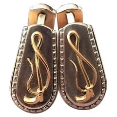 Hermès Frustino Lasso Oro Argento Gemelli Cavallo Equestre Texas