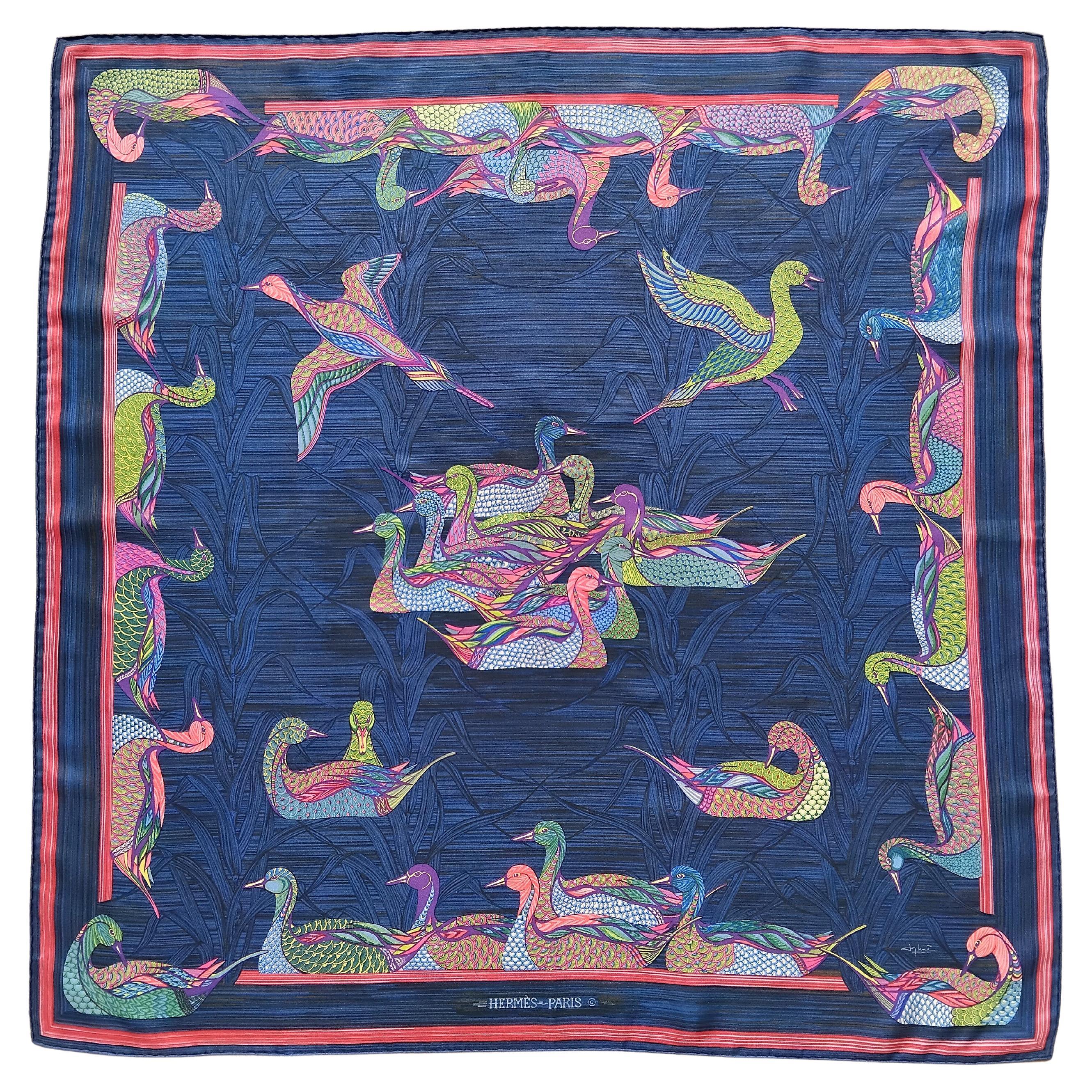 Hermès La Mare aux Canards Pañuelo de seda Pato Christiane Vauzelles 90 cm