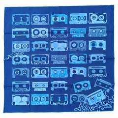 Hermès Cotton Scarf Mix Tape Blue 26'