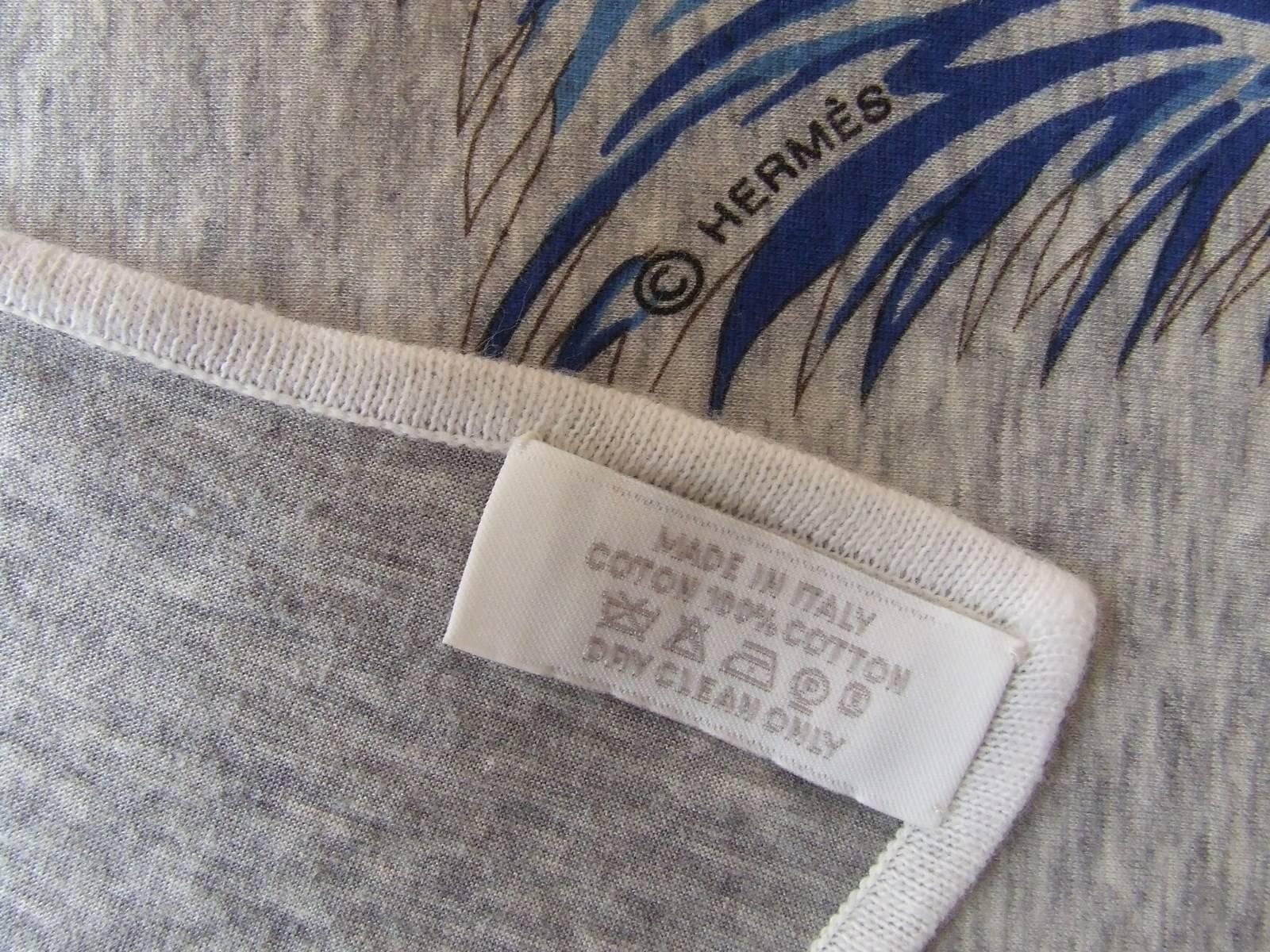 Rare Hermes Cotton Scarf Shawl T-Shirt Guepards Cheetahs Grey 110 cm 2