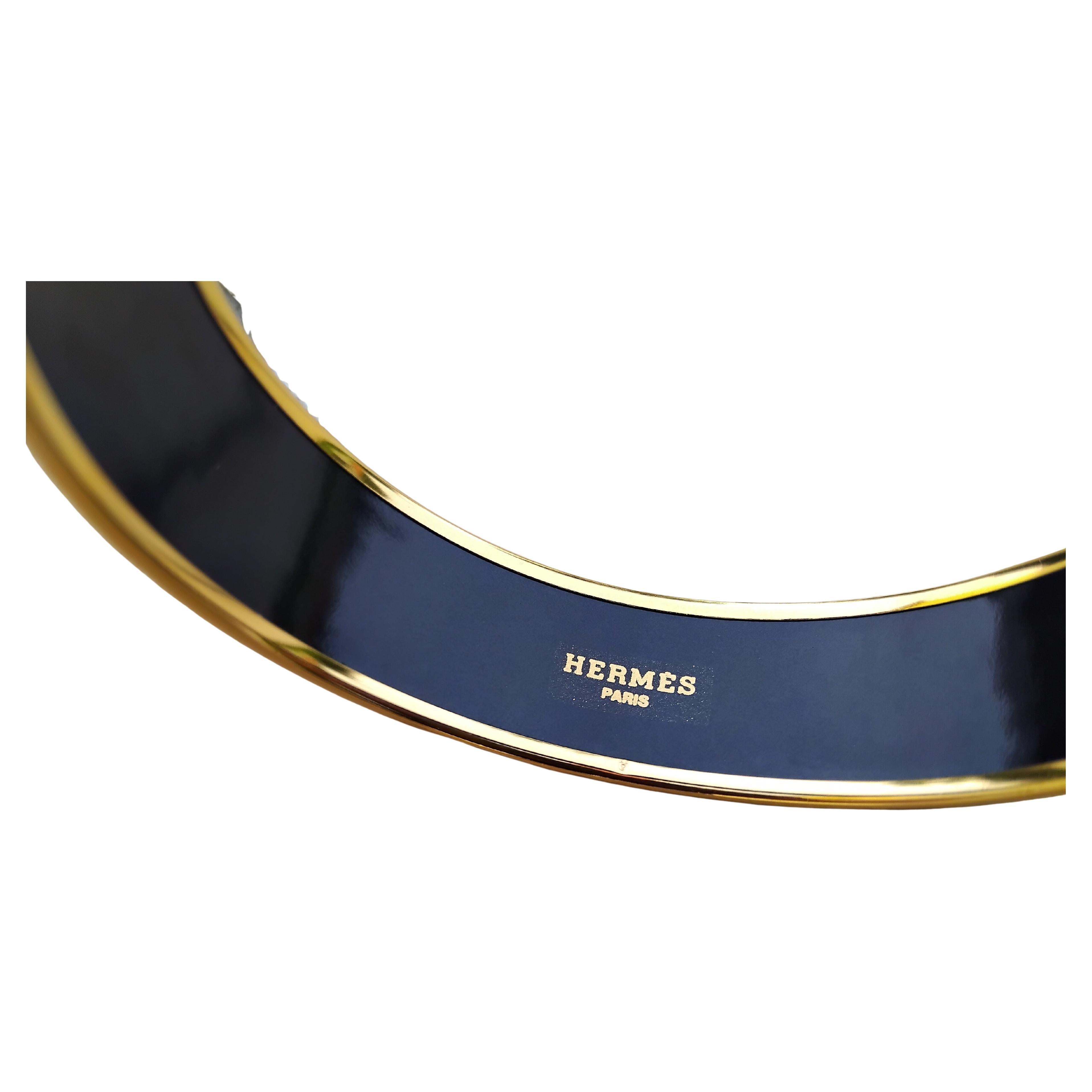 Hermès Bracelet émail lévriers Lévriers Dogs Or Hdw Taille 70 en vente 12