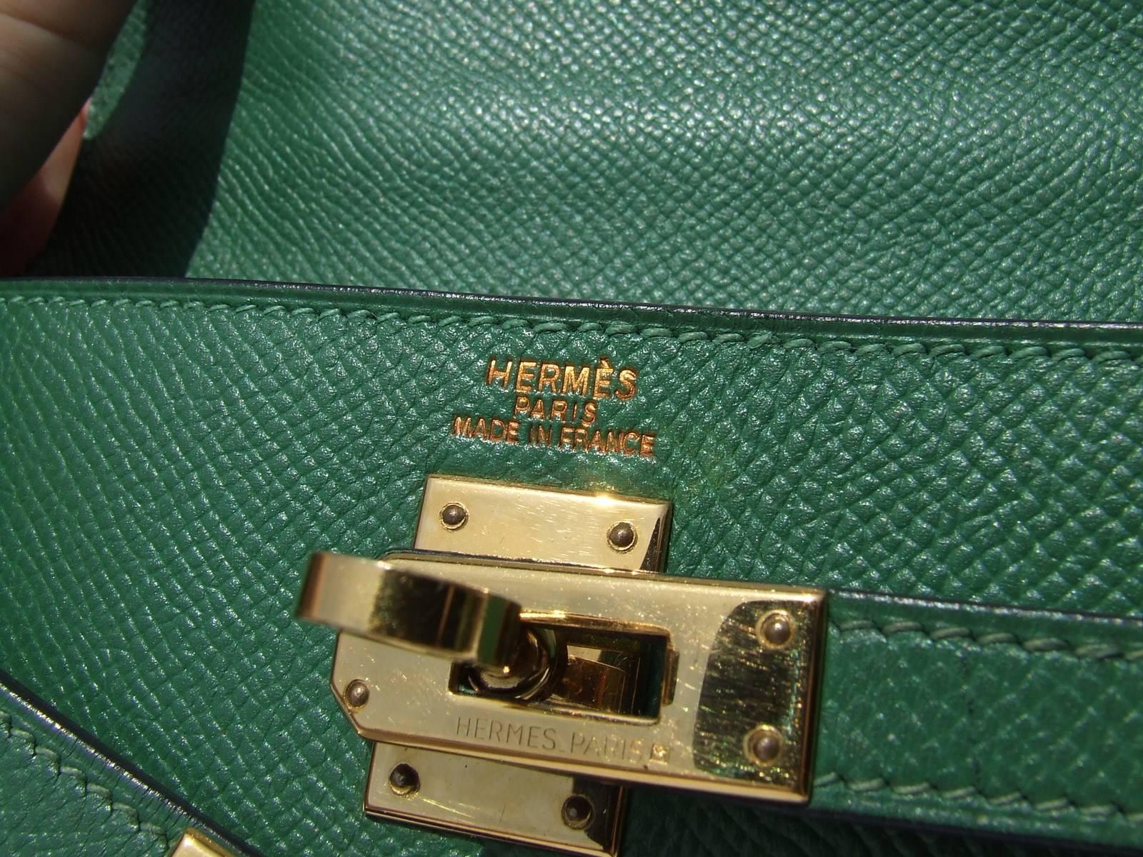 Women's Rare Hermes Mini Kelly 20 cm Sellier Bag Green Courchevel Leather GHW 