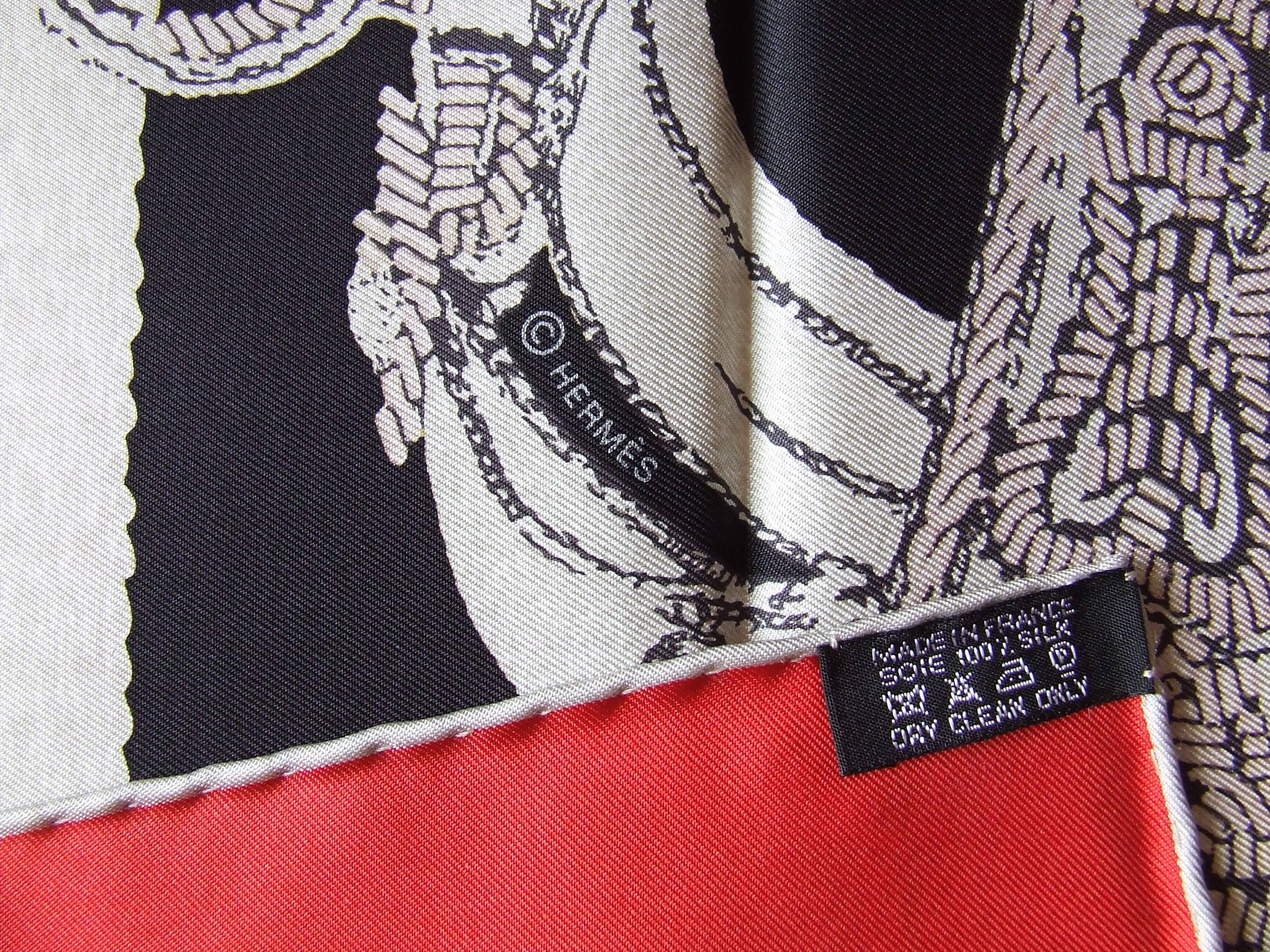 Women's Hermes Silk Scarf Brides de Gala Brode Main Red Black White 90 cm Box