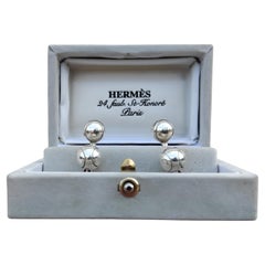 Hermès Gemelli da polso a forma di palle da tennis in argento sterling