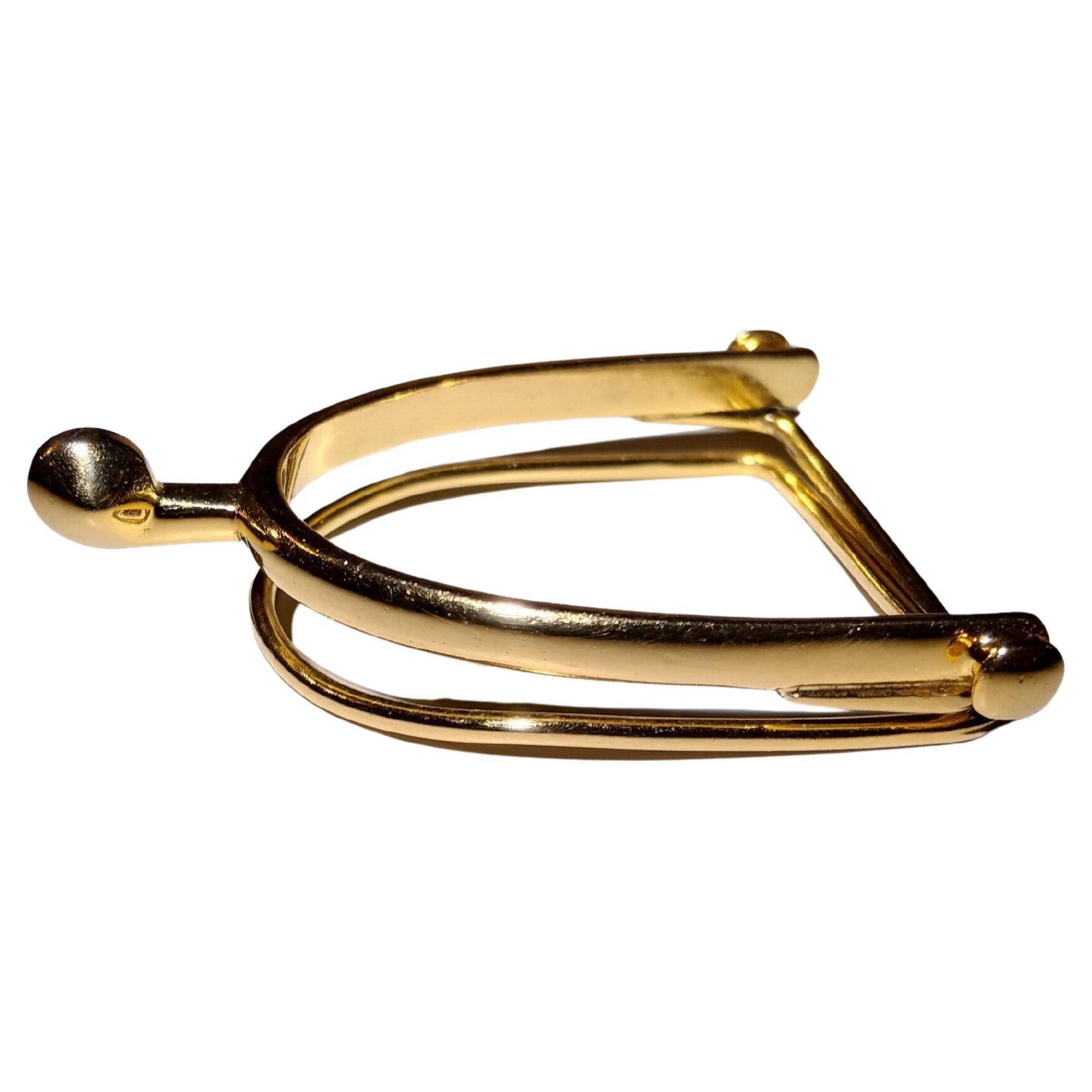 Hermès Yellow Gold Money Clip Numbered Stirrup Spur Texas