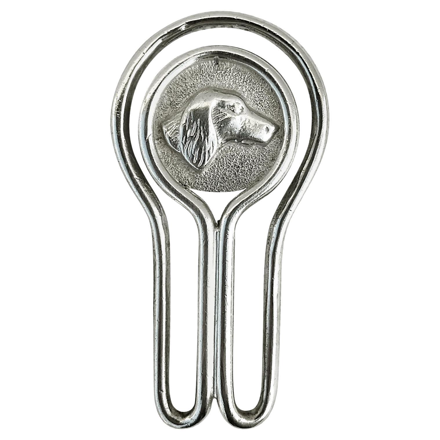 Hermès Silver Paper Clip Money Clip Bookmark Dog Head en venta