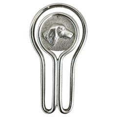 Hermès Silver Paper Clip Money Clip Bookmark Dog Head