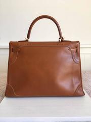 Rare Hermes Kelly Ghillies Bag Fauve Tadelakt Permabrass Hdw 32 cm
