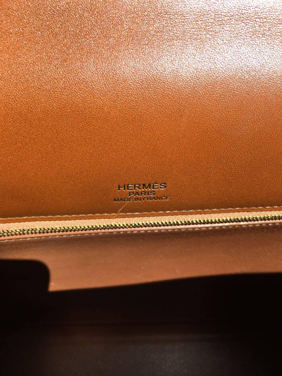 Brown Rare Hermes Kelly Ghillies Bag Fauve Tadelakt Permabrass Hdw 32 cm
