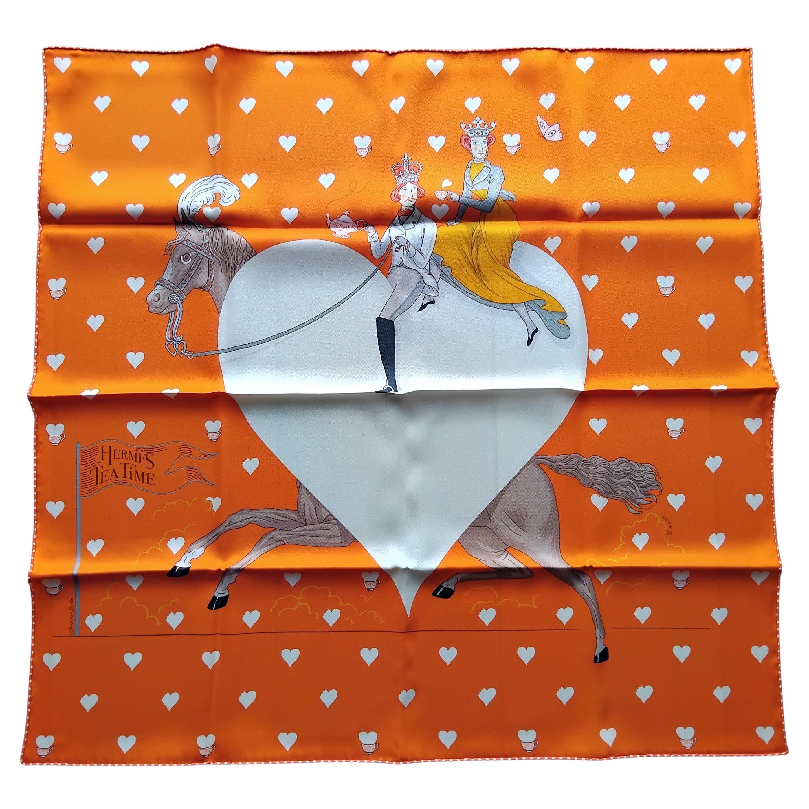 Sciarpa di seta Hermès Tea Time Jonathan Burton Cuori A. Valentin