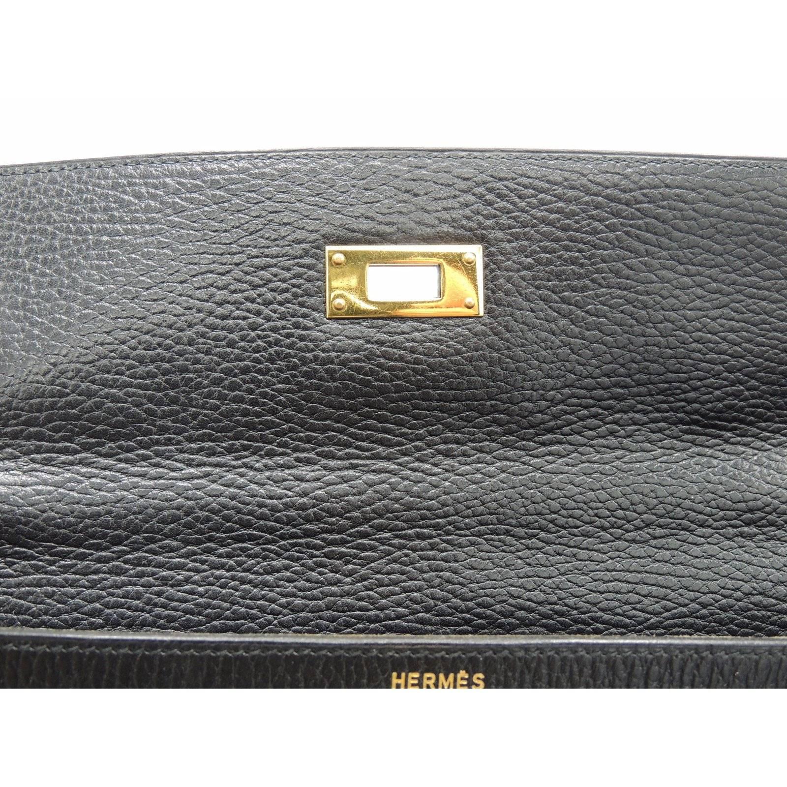 Hermes Vintage Kelly Bag Ardennes Black Leather Gold Hardware 35 cm 5