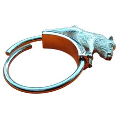 Hermès Wild Boar Key Ring Key Holder Silver