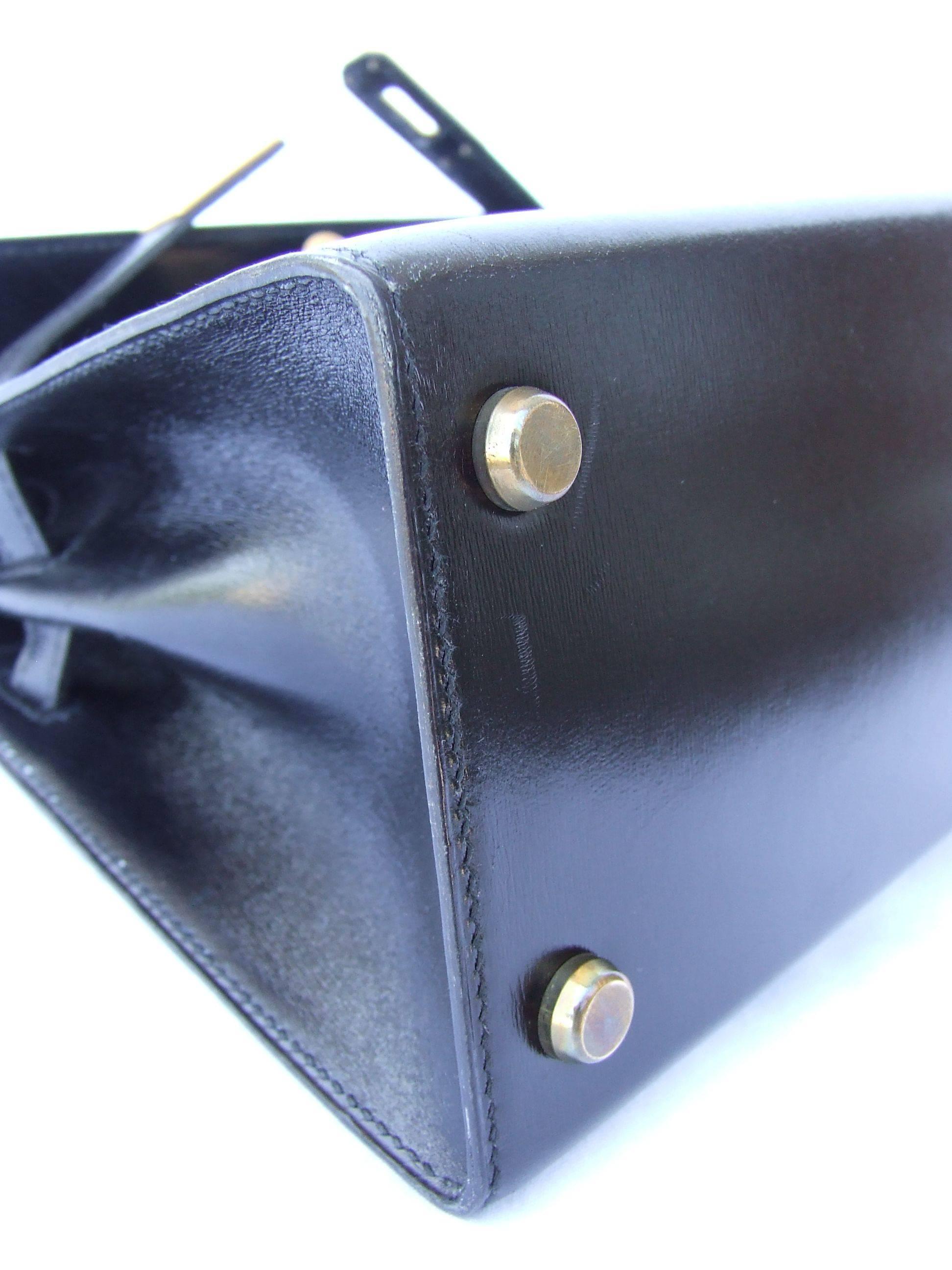 Hermès Vintage Mini Kelly Sellier Bag Black Box Leather Gold Hdw 20 cm 1
