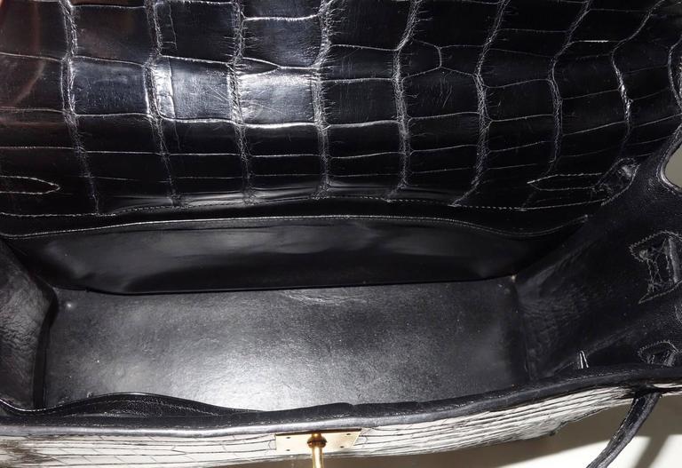 Hermes Vintage Kelly Bag Shiny Black Alligator Crocodile GHW 32 cm For ...