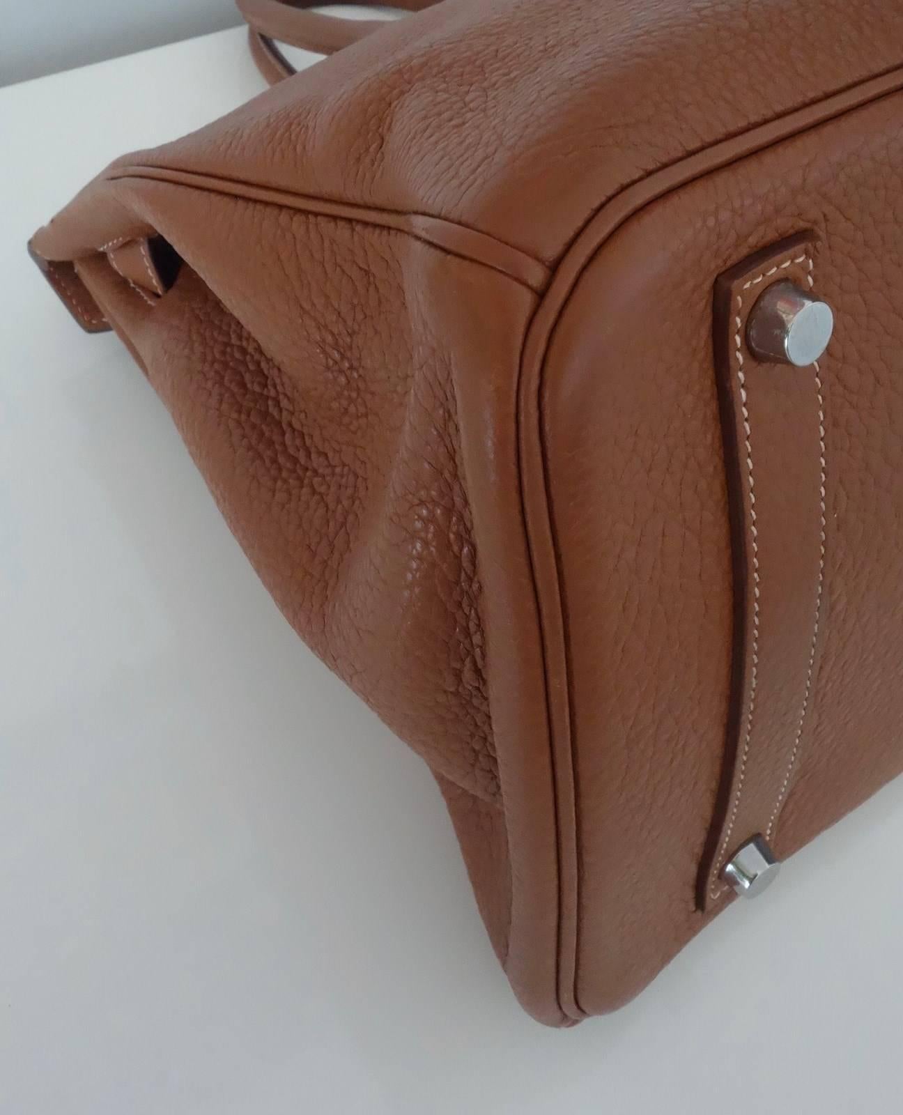 Women's Hermes Birkin Handbag Gold Taurillon Clemence Leather PHW 35 cm