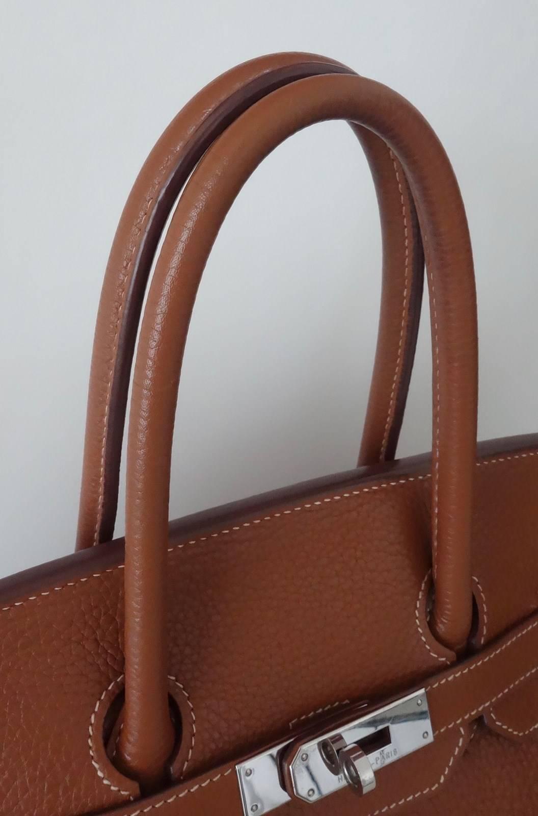 Hermes Birkin Handbag Gold Taurillon Clemence Leather PHW 35 cm 2