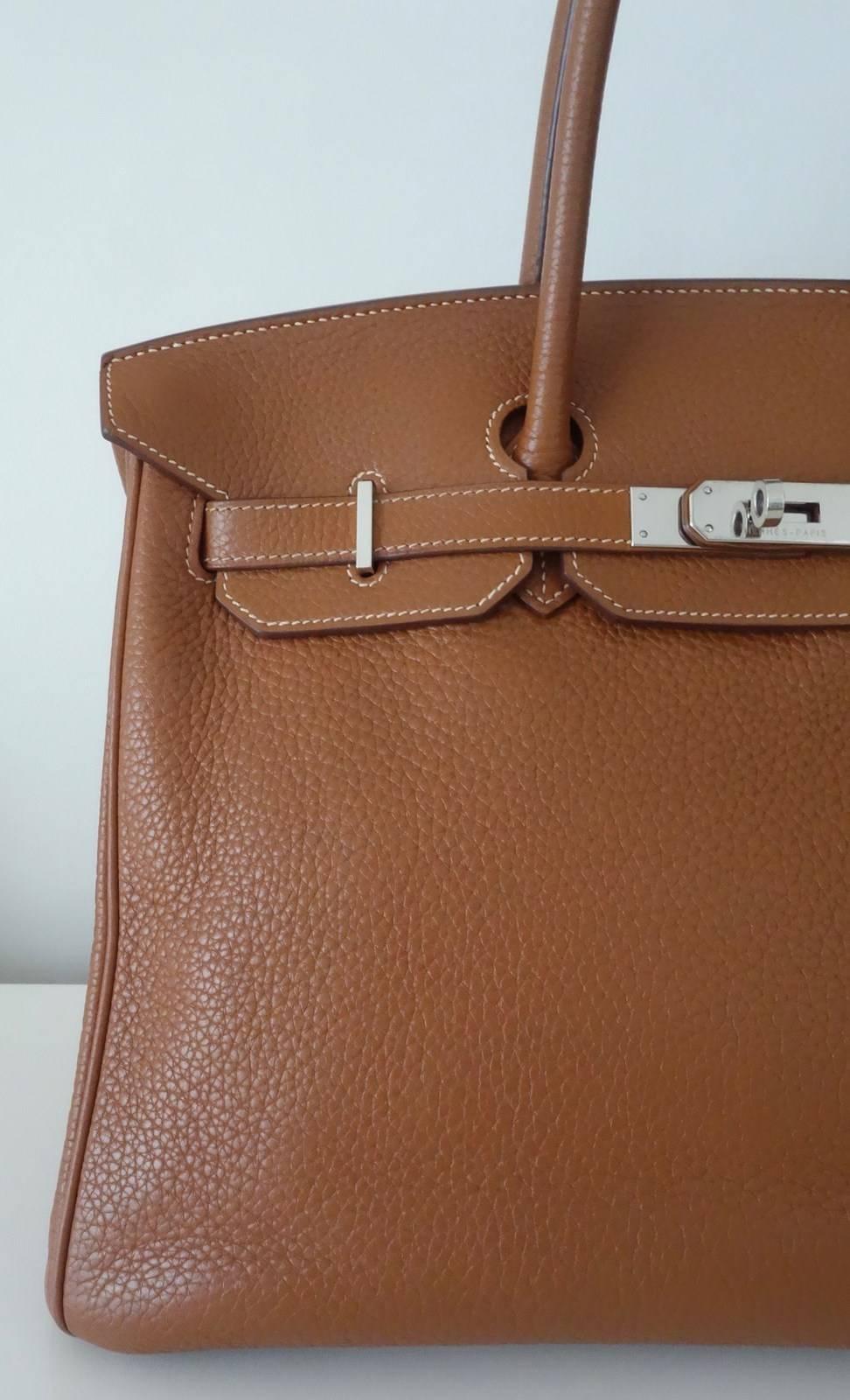 Hermes Birkin Handbag Gold Taurillon Clemence Leather PHW 35 cm 5