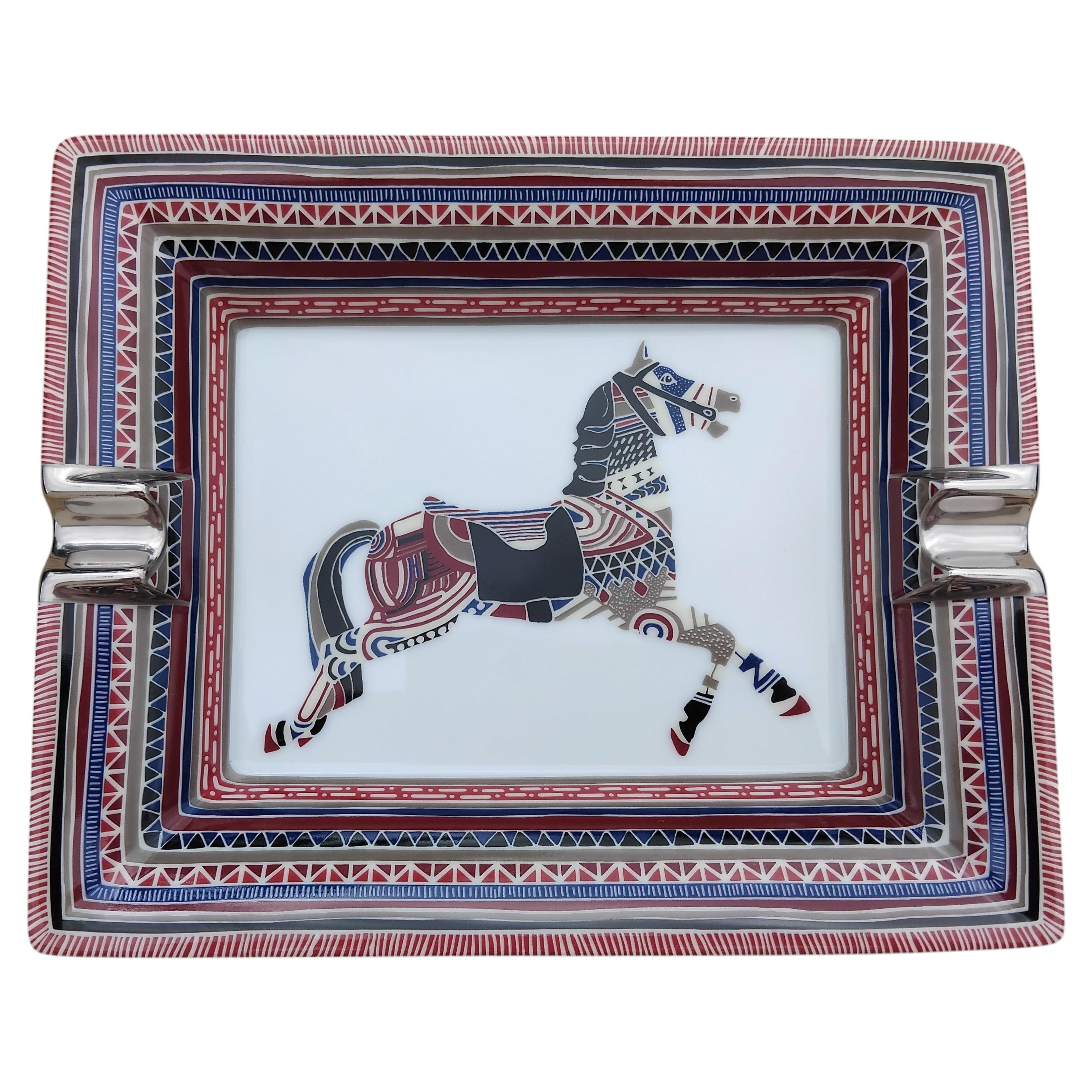 Hermès Cigar Ashtray Change Tray Porcelain Platinum Horse Print