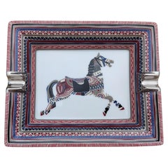 Hermès Cigar Ashtray Change Tray Porcelain Platinum Horse Print