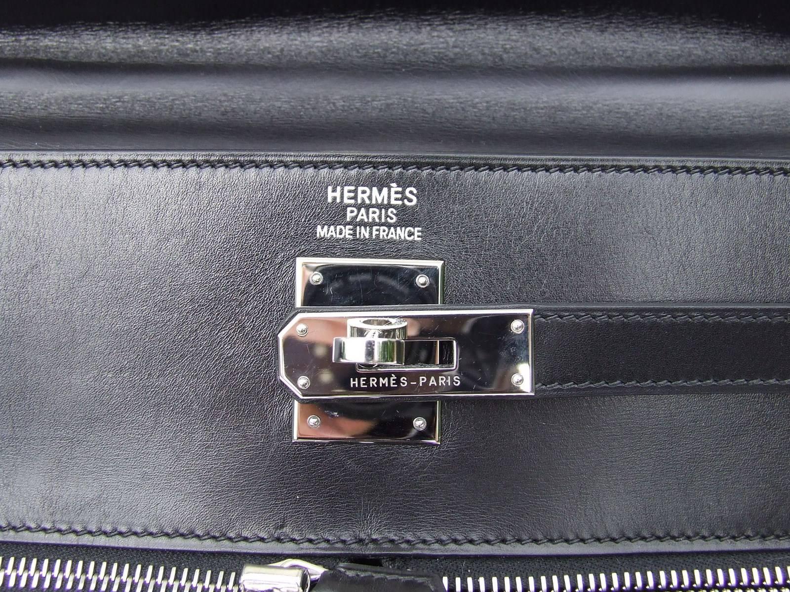 Women's Hermès Kelly Lakis Bag Black Toile and Leather Palladium Hdw 35 cm Rare