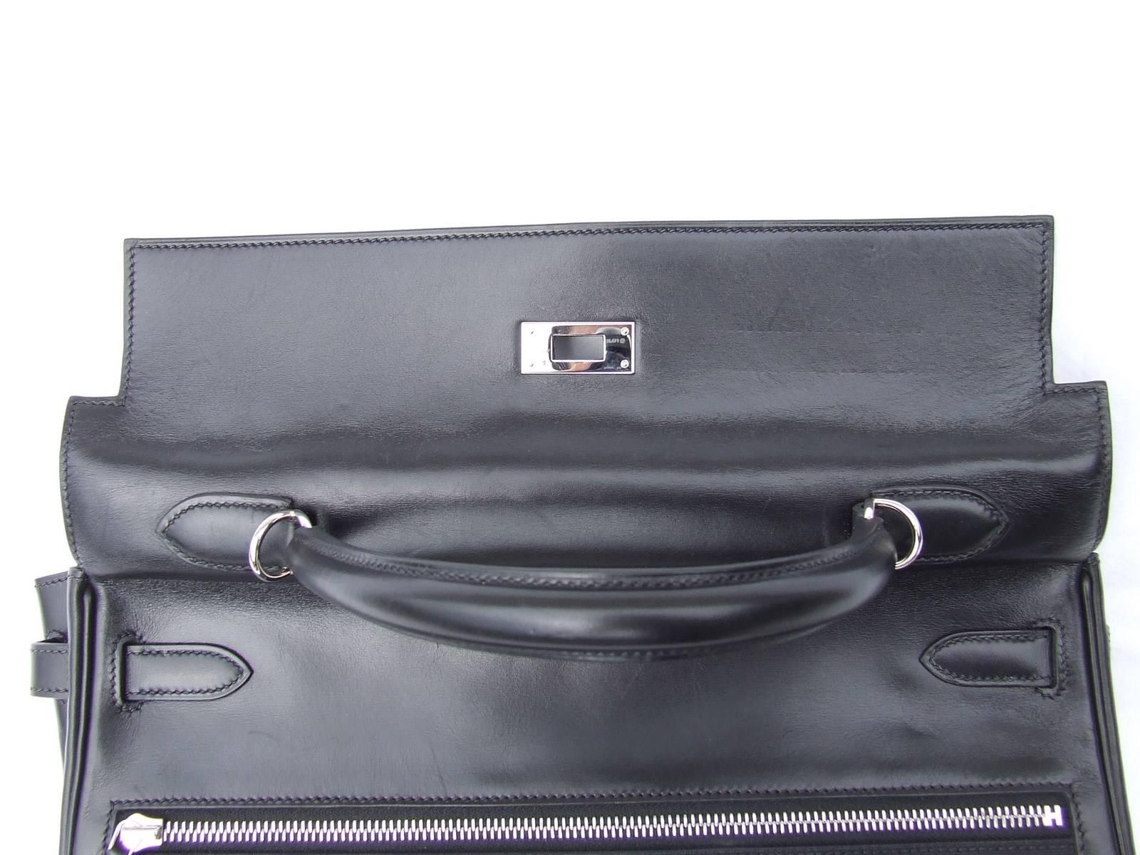 Hermès Kelly Lakis Bag Black Toile and Leather Palladium Hdw 35 cm Rare 1