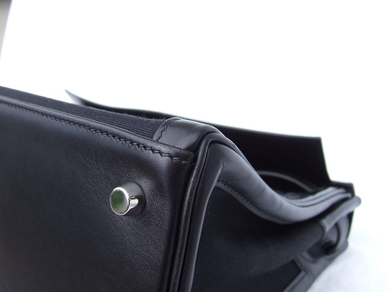 Hermès Kelly Lakis Bag Black Toile and Leather Palladium Hdw 35 cm Rare 2