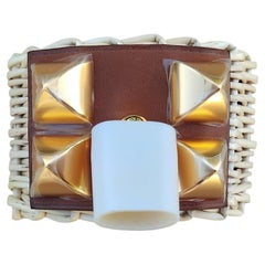 Hermès Medor Picnic Collier De Chien Cuff Bracelet Manchette Osier Fauve Ghw S.2