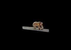 Hermès Vintage Tie Clip in Silver Elephant Pattern Rare