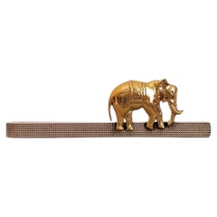 Hermès Vintage Tie Clip in Silver Elephant Pattern Rare