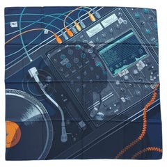 Hermès Last Night Cashmere Silk Shawl Scarf D. Rybaltchenko Navy Grey 2018