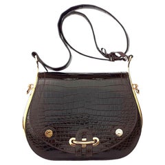 Exceptional Hermès Passe Guide Bag Shiny Ebene Porosus Crocodile Ghw RARE