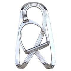 Hermès Stirrup Shaped Money Clip Silver Equestrian Horse Texas